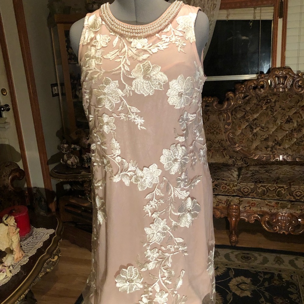 Alluring Dress Studio One New York Adorn With Pearls And Bead Neckline Pink S12